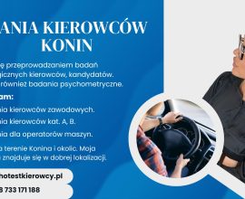 badania psychologiczne kierowcó Konin, psychotesty Konin, psycholog Agata Janiak Konin